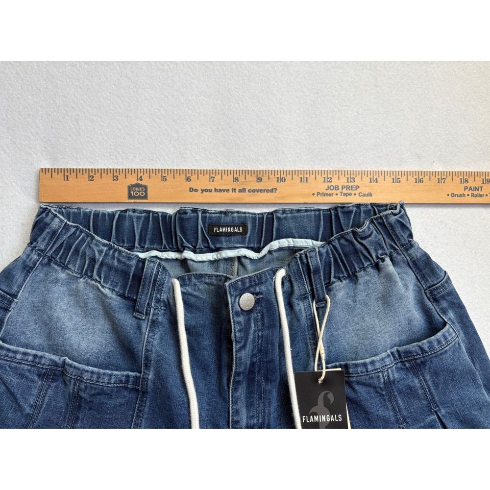 Flamingals Blue Denim Culottes Balloon Leg Drawstring Shorts Plus Size 3XL NWT - Picture 6 of 9